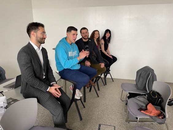 Anna Letta, Antony Martini Mikael Da Silva, Riad Mammadzada and Sandy Heep sharing their experiences with prospective students and their parents.